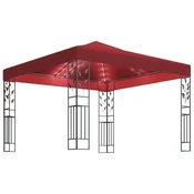 Vidaxl Paviljon z LED lučkami 3x3 m vinsko rdeč