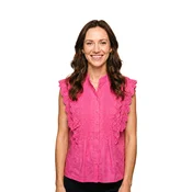 Fulgor Bluza Blusa Belle com Babados em Laise - Pink Vibrante roza