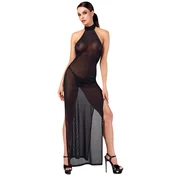 Noir Handmade F372 Onyx Twin-Slit Long Dress Black XS