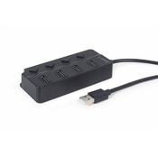 Gembird UHB-U2P4P-01 4-vhodi USB 2.0 HUB s stikali črn