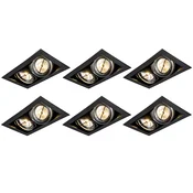 Set 6 vgradnih reflektorjev črne barve AR111 nastavljiv 2-lučni - Oneon