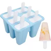 Dardanar Modeli za sladoled Silikonski modelčki za sladoled Set 6 modelčkov za sladoled, DIY posoda za sladoled, za večkratno uporabo, modra, (21199024)