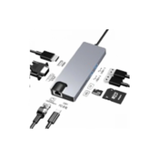 Stars Solutions Adapter, USB - C na HDMI, VGA, USB, SD, TF, LAN, PD, Sivi