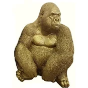 Casa Padrino luxury decorative sculpture gorilla monkey gold H. 75 cm - Weatherproof garden decoration figure - Decorative animal figure - Luxury Garden decoration