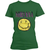Nirvana Xerox Happy Face Pink Green M Ženske Majica