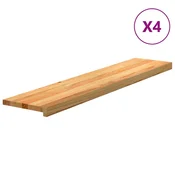 Vidaxl Podloge za stopnice 4 kosi rjave 120x25x2 cm trdna hrastovina