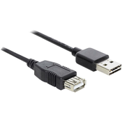 Delock USB 2.0 priključni kabel [1x USB 2.0 - 1x USB 2.0 vtič] 1 mčrn pozlačeni konektorji Deloc
