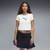 PUMA Graphic Slim Ringer Baby Tee Women, Clothing, White, M