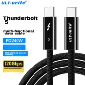 ULT-unite Kabl Thunderbolt 5, Type-C, 120 Gbps, 16K video, PD 240 W, 0.2 m, Crni