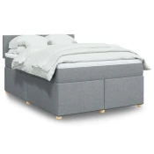 vidaXL vidaXL Box spring postelja z vzmetnico svetlo siva 140x200 cm blago, (21307981)