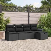 Sjedeća garnitura za vrt 5 kom. Poli ratan Crna 251 x 117 x 85 cm