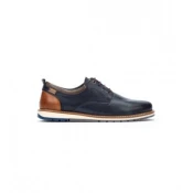 Pikolinos za moške. M8J-4183 Usnjeni čevlji Berna navy (41), Ravna stran, Čipke, Priložnostno, Stranka, Classic, Mornarica