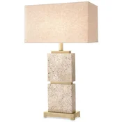 Casa Padrino luxury table lamp beige/antique brass40 x 22 x H. 70.5 cm - Travertine desk lamp with rectangular lampshade - Luxury table lamps - Luxury desk lamps