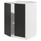 METOD Podni element s policama/2 vrata, bela/Nickebo boja antracita, mat, 60x60 cm