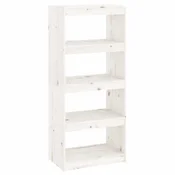 Vidaxl Knjižna omara/pregrada bela 60x30x135,5 cm trden les