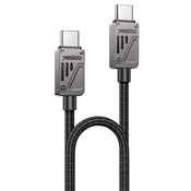 USB-C v USB-C pleten polnilni in podatkovni kabel Yesido CA196 60W in 480MBps - 1.2m - črn