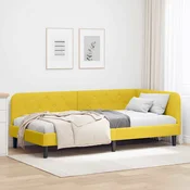 vidaXL Kotna postelja z vzglavjem Rumena 90 x 190 cm Žamet