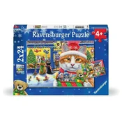 Ravensburger - Puzzle 2x24 Božični mačkoni - 40 - 99 kosov