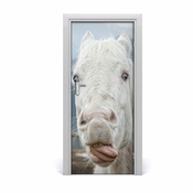 tulup.si Nalepka na vratih Crazy beli konj 85x205 cm