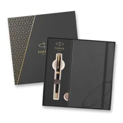 Kemični svinčnik PARKER Sonnet Black GT + siv zvezek