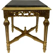 Casa Padrino baroque side table gold/black - Square antique style solid wood table with marble top - Living room furniture in baroque style - Antique style furniture - Baroque furniture