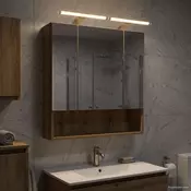 vidaXL Kopalniška ogledalna omara z LED lučmi Oreh 60 x 14.5 x 70 cm