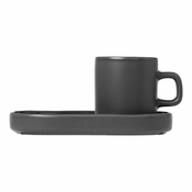 Set od 2 tamno zelene šalice za espresso s pladnjem Blomus Pilar
