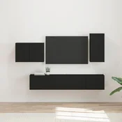 Set zidnog ormarica za TV Zidne 4 pcs Crna Konstruirano drvo