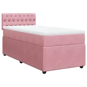 Vidaxl Box spring postelja z vzmetnico roza 100x200 cm žamet