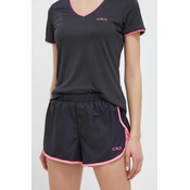 Sportske kratke hlače CMP Unlimitech za žene, boja: siva, s tiskom, srednje visoki struk