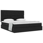 Krevet s od storage s uzglavljem Crna 180 x 200 cm Tkanina