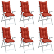 vidaXL Jastuci za stolice 6 kom prošarano crvena 120x50x7cm tkanina