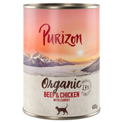 Ekonomicno pakiranje Purizon Organic 12 x 400 g - Govedina i piletina s mrkvom