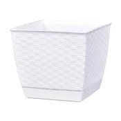Prosperplast Cvetlični lonec RATOLLA SQUARE 19x19x15,9cm BELI (S449) s skledo