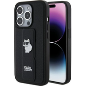 Karl Lagerfeld Karl Lagerfeld Gripstand Saffiano Choupette Pins - Ohišje za iPhone 15 Pro (črno)