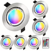 KYOTECH LED vgradne svetilke RGB + topla bela, set 6 kosov, nikelj