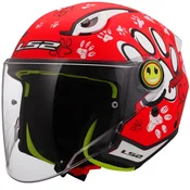 Djecja otvorena motociklisticka kaciga LS2 OF622 Funny II Paws crvena