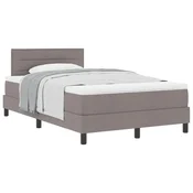 Vidaxl Postelja z vzmetnico z vzglavjem Taupe 120 x 190 cm blago