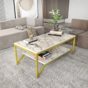 Hanah Home Klub sto Flora, 120x45.8x60 cm, Bež-zlatne boje