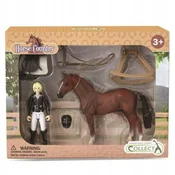 shumee Figurica konjička Collecta 84244 z džokejskim konjem in dodatki za sedlo