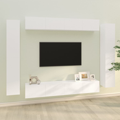 vidaXL Komplet TV omaric 8-delni bel konstruiran les