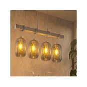 Brilagi - Lestenec na kablu WOOD GLASS 4xE27/60W/230V borovica/siva/dimna siva