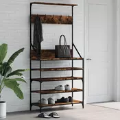 Vidaxl vidaXL Obešalnik za plašče s prostorom za čevlje, zoglenel hrast 90x34x184 cm
