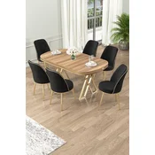Hanah Home Set Trpezarijski sto i 6 stolica Lai, Crni