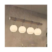 Brilagi - Viseči lestenec na kablu WOOD GLASS 4xE27/60W/230V borovica/siva/bela