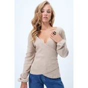 Trend Alacati Stili Ženska bluza dugih rukava Alc-X12929, Smeda