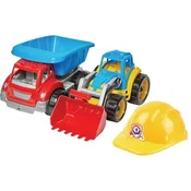 Set plastični dumper, traktor in čelada