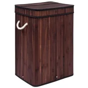 Gockowiak SOREN košara za perilo 80 l wenge barve z bambusom in pokrovom