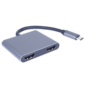 PremiumCord MST adapter USB-C na 2x HDMI, USB3.0, PD, ločljivost 4K in FULL HD 1080p
