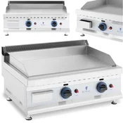 Royal Catering Dvojni plinski žar z gladko površino, nastavljiv, iz nerjavečega jekla, za zemeljski plin, 2x 3,1 kW, 0,02 bar, 60 x 40 cm